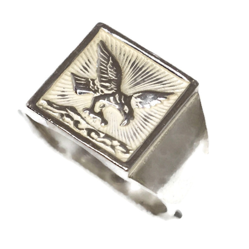 Eagle Men ring Anti-Tarnish silver Band size 7